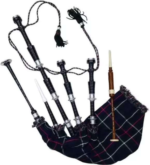 Great Highland black Bagpipe Rosewood Silver Mounts Mackenzie Bagpipes