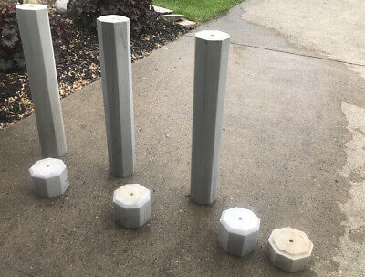 3 Solid White Marble Columns Pedestals With Detached Bases. Pickup Only. 4