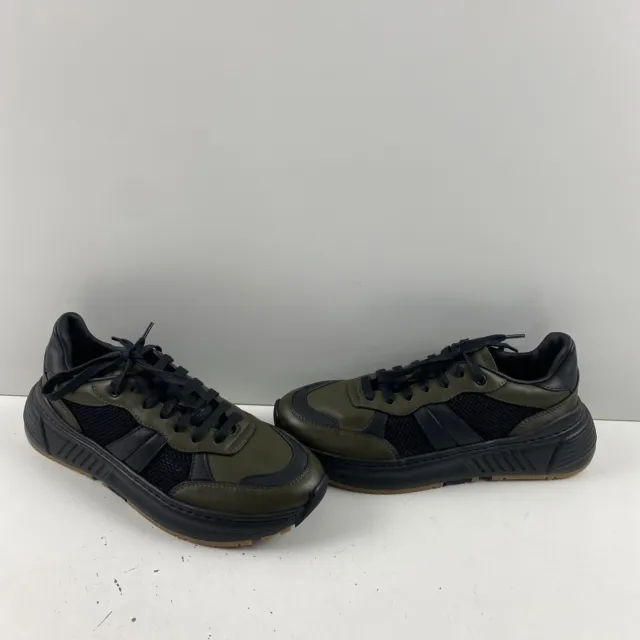 Bottega Veneta SPEEDSTER Olive Black Leather/Mesh Low Top Sneakers Men’s 40.5