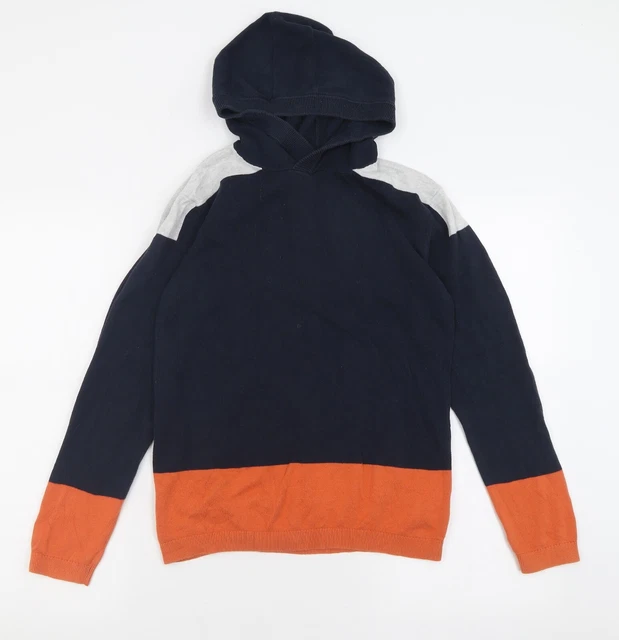 Felpa con cappuccio pullover in cotone blu a righe NEXT per ragazzo taglia 12 anni pullover