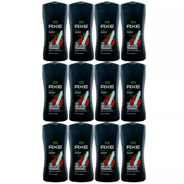 Axe Duschgel AFRICA 12 x 250ml 3in1 -Body -Face -Hair - 12h Refreshing Fragrance