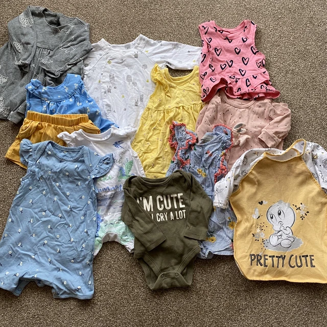 Enormi Bambine Neonate-6 Mesi Vestiti Pacchetto 12 Pezzi Valore Oltre 120