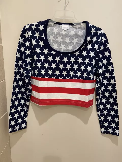 Fredrick’s Of Hollywood Women’s American Flag Half Shirt Size LARGE