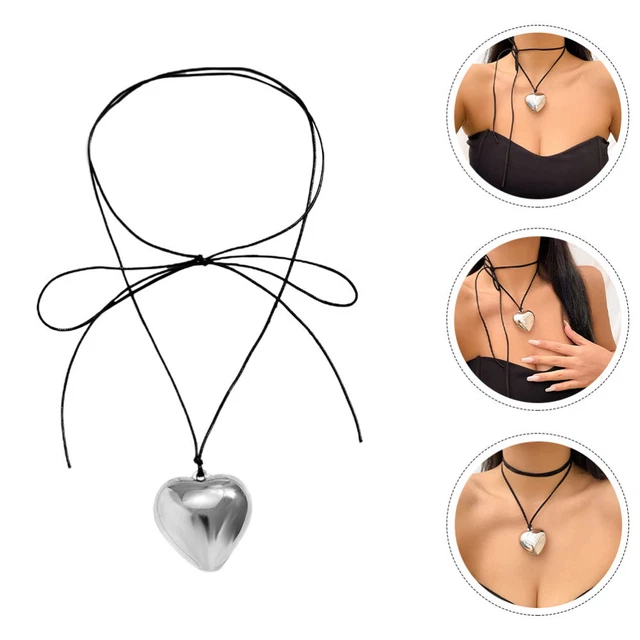 Neck Decor Aesthetic Choker Heart Charms Necklace Shape Miss Girl Thick