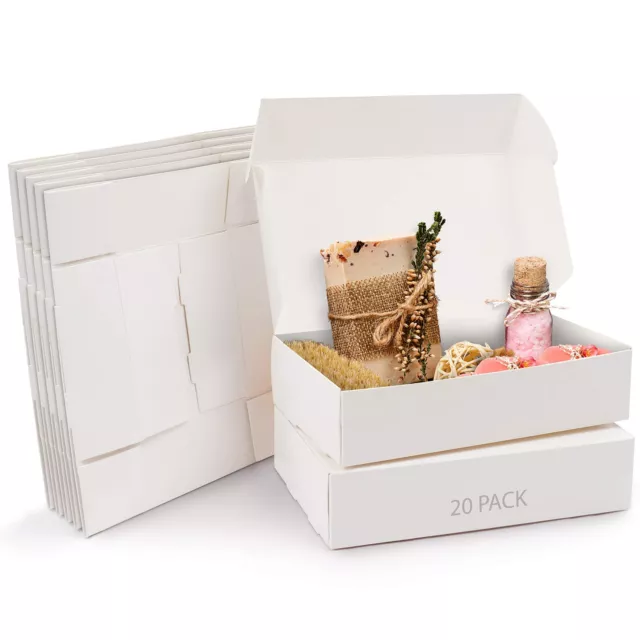 Kurtzy Karton Geschenkboxen Weiß (20 Stk) – Schachteln 19 x 11 x 4,5cm
