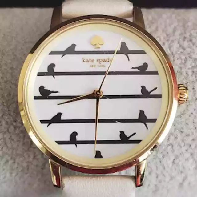 Kate Spade Black Birds On a Wire Metro Leather Strap 34mm Women's Watch