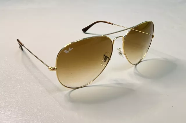 Ray-Ban RB3025-001-3F-55 Aviator Metal Sunglasses Gold/Brown Gradient A6