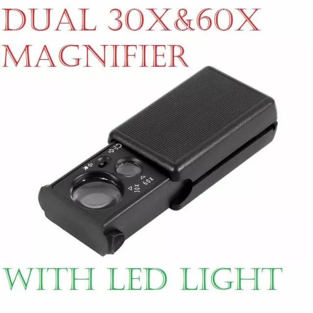 30X/60X Magnifier LED Light Jeweller Antique Eye Magnifying Optical Glass Loupe