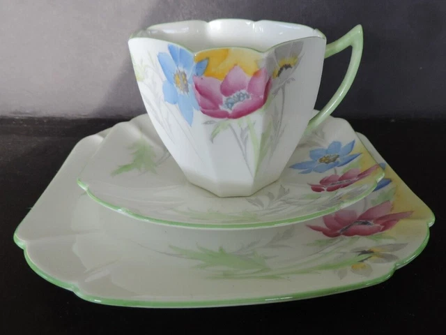 Curated visual reference: Gallery Detail: Vintage Art Deco China Tea Set Trio Shelley Queen Anne
