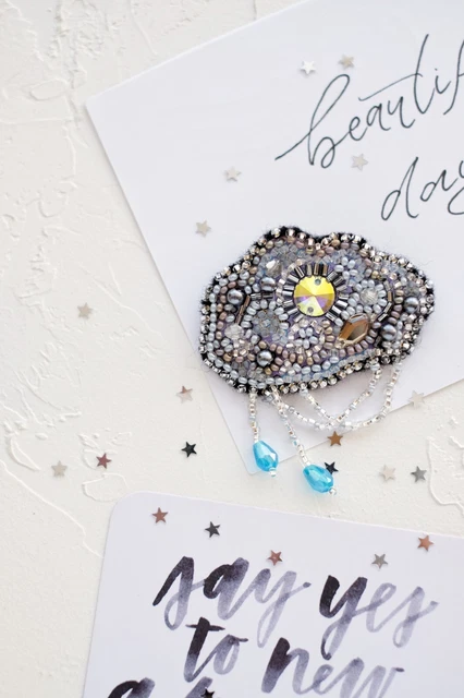 "Hágalo usted mismo Kit de fabricación de joyas Broche alfiler ""Hilos de plata"" Broches hechos a mano Cuentas