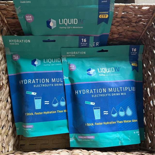 LIQUID IV HYDRATION Multiplier Electrolyte Powder Concord Grape 3 Bags