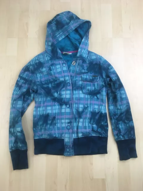 Roxy Kids Girls Youth Teal Blue Jacket Coat Button Front Hooded Size Large