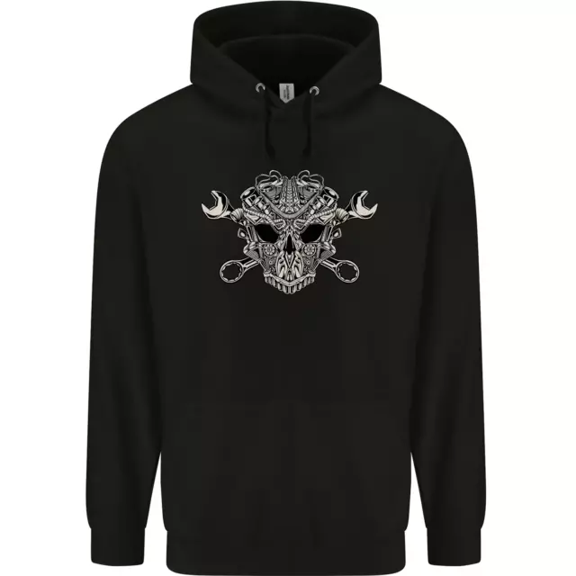 Engine Skull Mechanic Car Biker Motorbike Mens 80% Cotton Hoodie