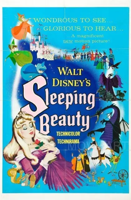 Sleeping Beauty Disney Vintage Movie Poster Film A4 A3 Art Print Cinema