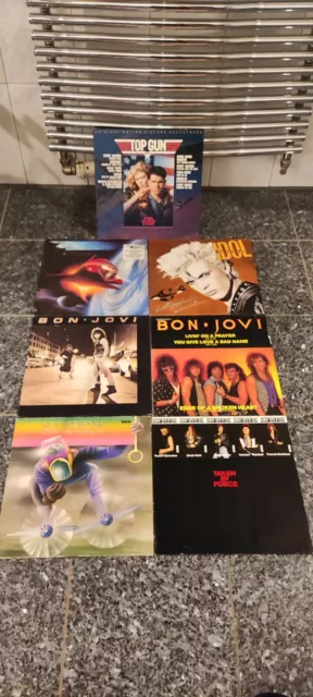 rock vinyl lp sammlung,ZZ Top,Bon Jovi,Scorpions,Billy Idol,Top Gun Soundtrack