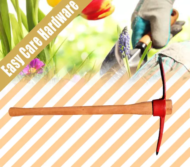5 LB Mattock Pick With Wooden Timber Handle 900mm Point Head Gardening Tool AU