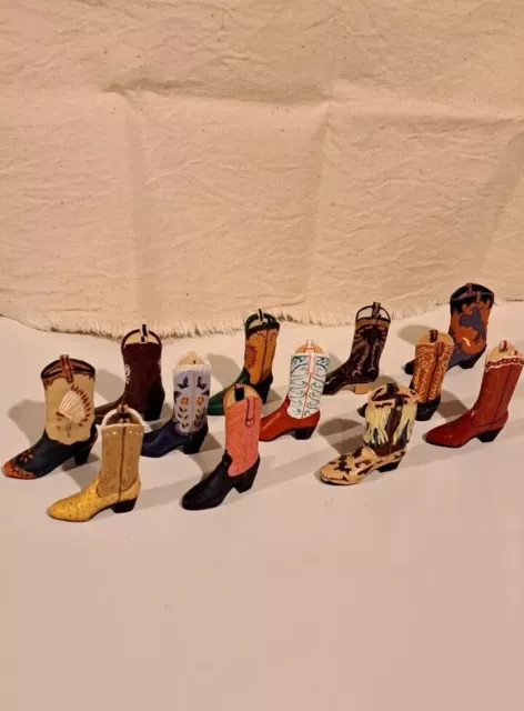 12 Miniture Resin Cowboy / Cowgirl Boots