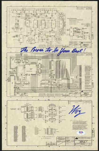 Steve Woz Wozniak SIGNED Apple I Computer Schematic Founder PSA/DNA AUTOGRAPHED