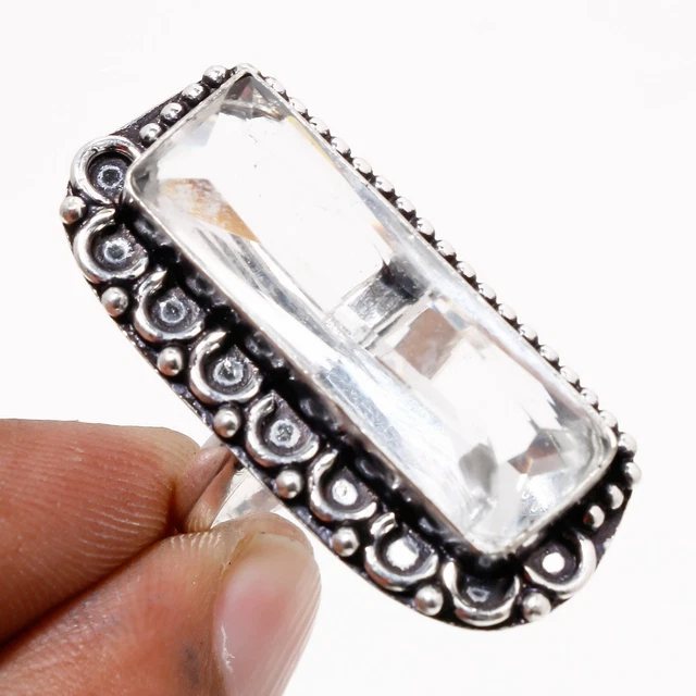 White Topaz Gemstone Handmade Fashion Ethnic Jewelry Adjustable Ring SR 6644
