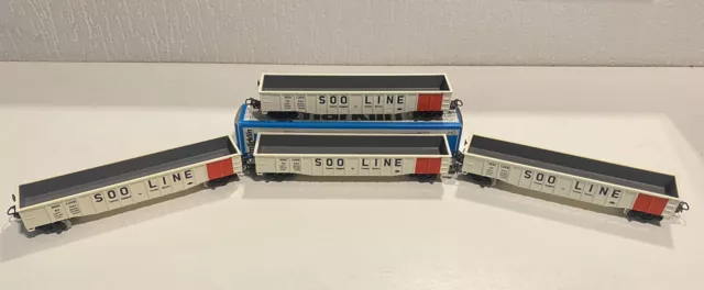 MÄRKLIN H0 4774, US, USA, 4 X SOO LINE GONDOLA, sehr Guter Zustand mit ein OVP