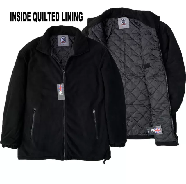 Mens Heavy Duty Work Jacket  Extra Thick Fleece Padded Anti Pill Winter Black