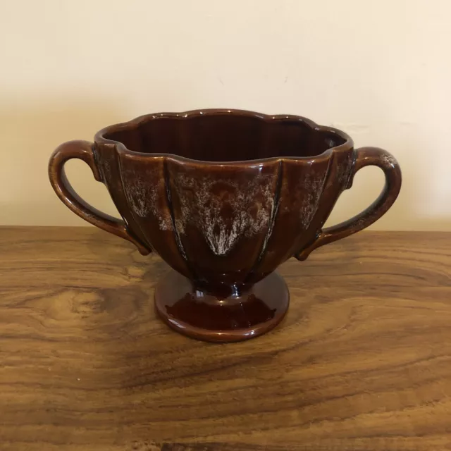 Kernewek Pottery, Cornwall Vintage Mid Century Brown Drip Glazed Mantel Vase