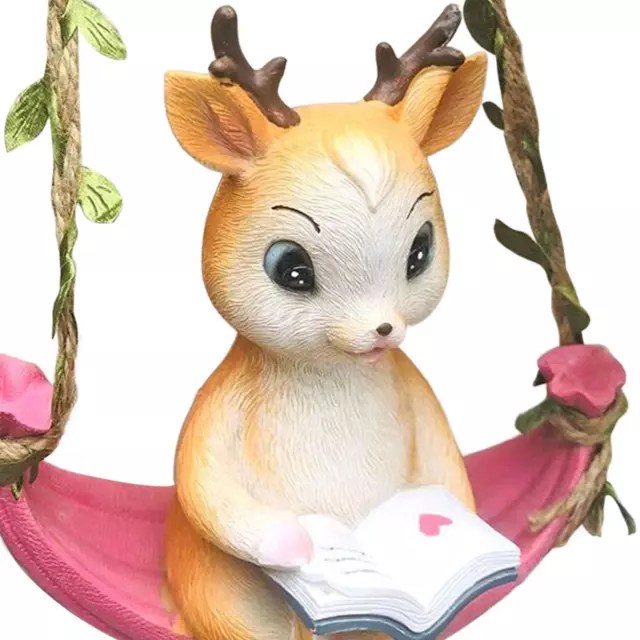 Resin Fawn Deer Figurine Hanging Ornament Hand Painted for Housewarming 3