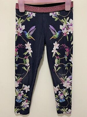 Girls Designer Ted Baker Navy Floral Print Leggings 5-6 6-7yrs💜