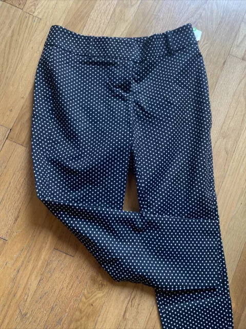 White House Black Market Womens Size 6 Slim ankle Black polka dot pants WHBM