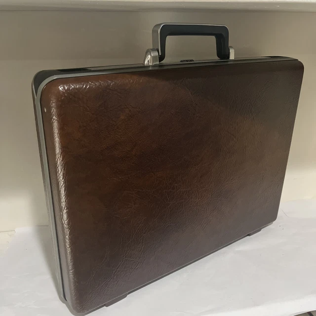 VINTAGE SAMSONITE BRIEFCASE Omega Combination Lock Hard Shell Brown