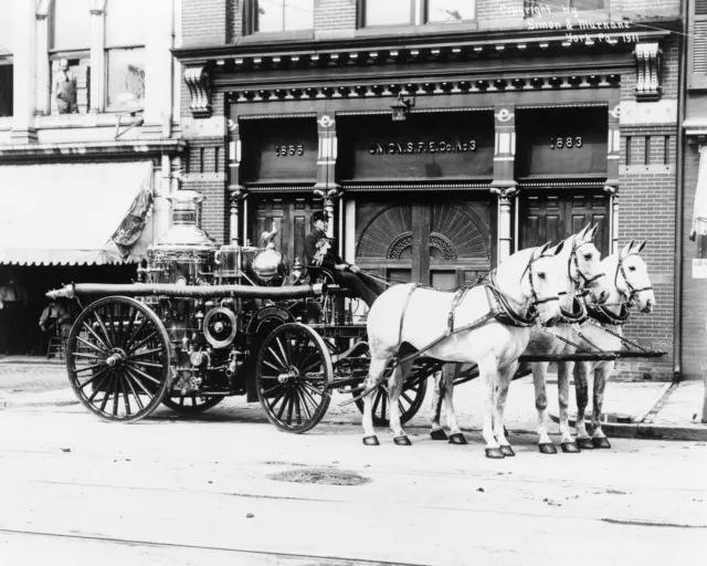 HORSE Drawn Steam FIRE ENGINE Photograph York PA 1911 8x10 Firehouse Print