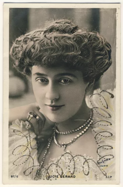 Actress LUCIE GÉRARD Schauspielerin * Vintage 1900s Paris Photo PC by REUTLINGER