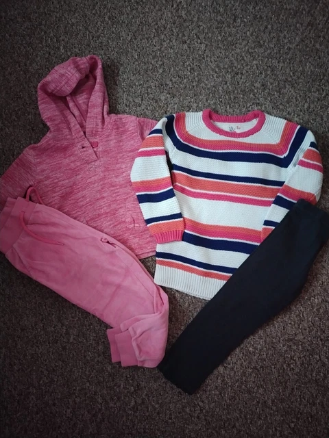 Pacchetto abiti per ragazza leggings e fondo Next e saltatori M&S/TU 4-5 anni