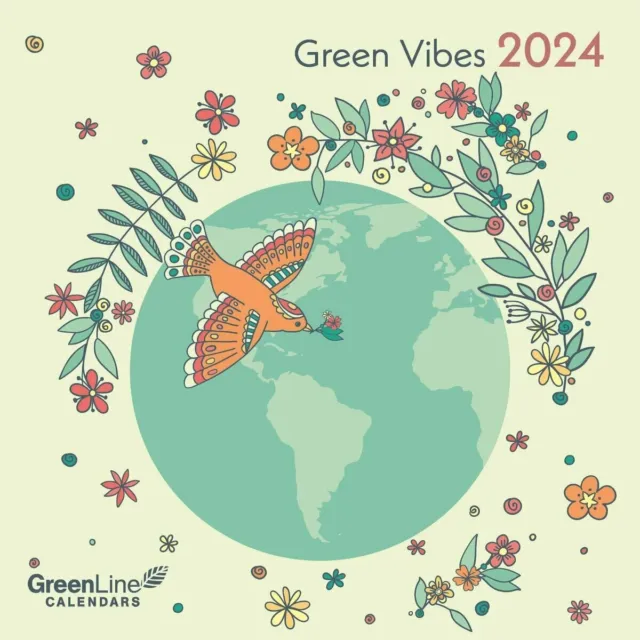 CALENDRIER 2024 ECO-RESPONSABLE GREEN VIBES - 30x60cm - vintage