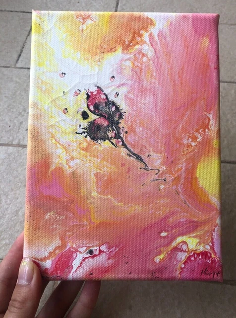 Quadro 15x20 dipinto a mano, acrilici con Fluidart, "Artificiale" - Haryz