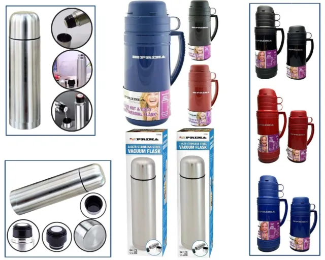 0.5L/1L Thermos Vacuum Flask HIKING TRAVEL CAMPING FISHING HOT COLD Stainless