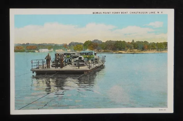 1920S BEMUS POINT Ferry Boat Chautauqua Lake Antique Cars Bemus Point ...