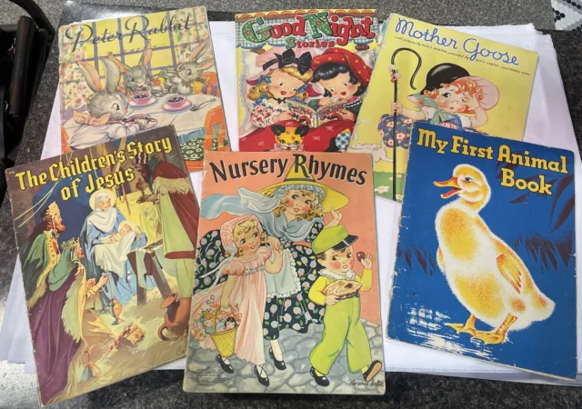 Lot of 6 Linen-Like Children’s Books 1930-1940s