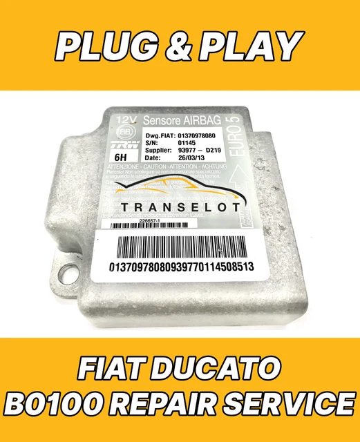 FIAT DUCATO 01390298080 Airbag Ecu Srs Module B0100 Fault Repair Reset