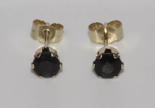 9ct Gold 0.50ct Black Diamond Single Stone Solitaire Stud Earrings - Simulated