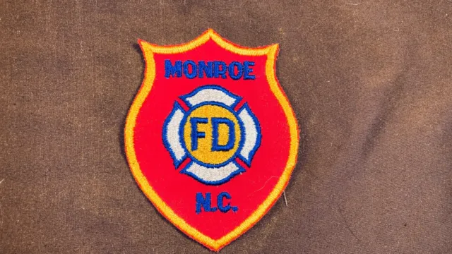 Monroe North Carolina Fire Department Patch Fire Fighter Vintage NC