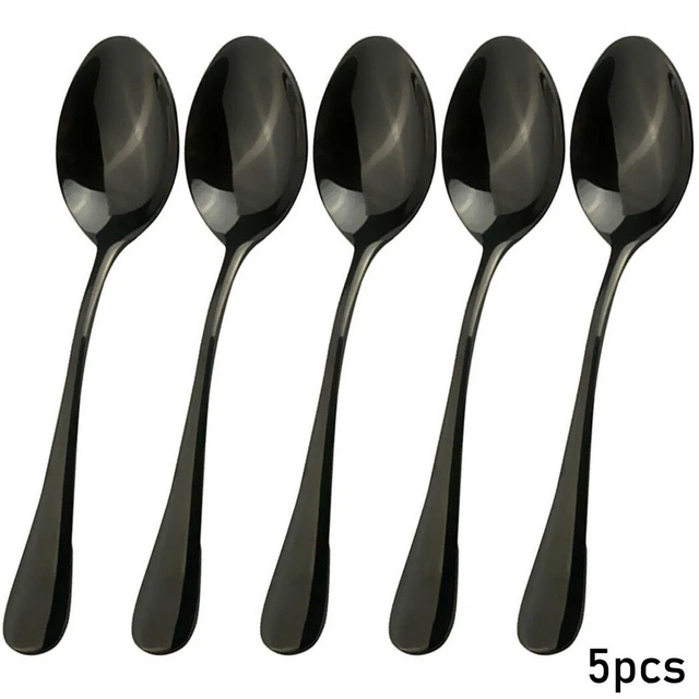 Pack Cuchara Set 5 Piezas Casa Negra Helado Restaurantes Herramientas Cuchara Tética