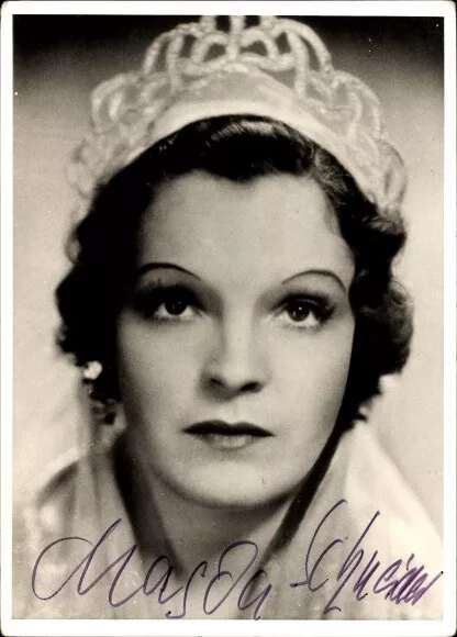 Foto Schauspielerin Magda Schneider, Portrait mit Krone, Autogramm - 4070795