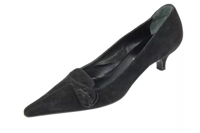 Worn 1x PRADA Black Suede Leather Pointed Low Heels Pumps 36 EU 6 US ITALY