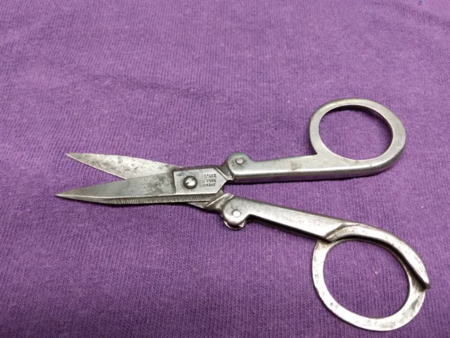antique folding scissors marked esher new york germany