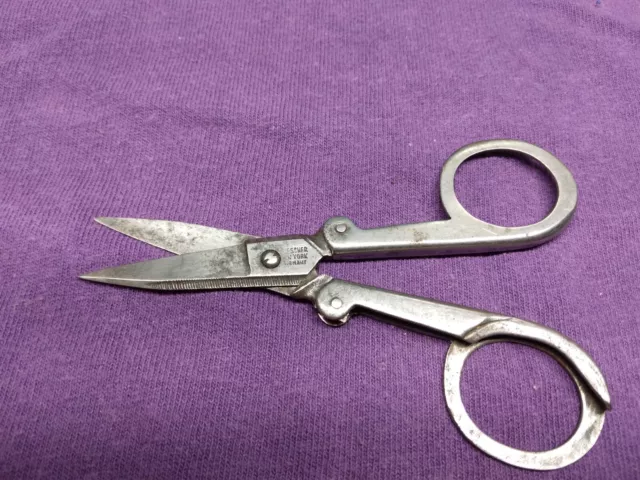 antique folding scissors marked esher new york germany