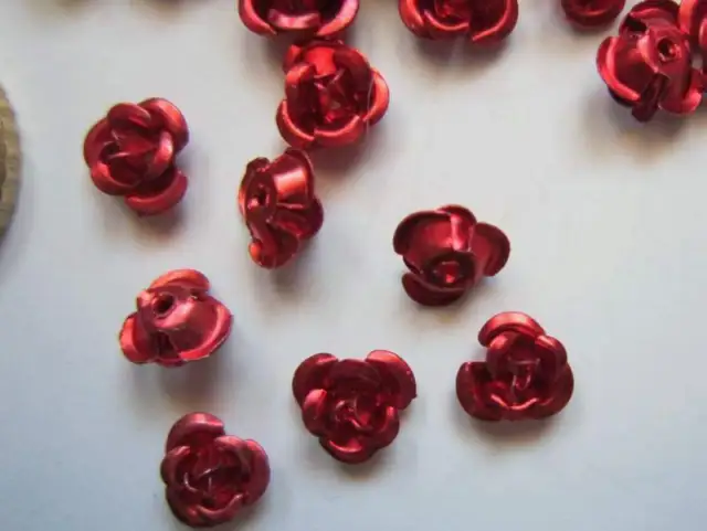 Cuentas flor aluminio 7 x 4 mm 50 UNIDADES rojo perlas costura manualidades