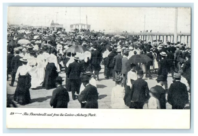 c1910 The Boardwalk East From The Casino Asbury Park New Jersey NJ Postcard