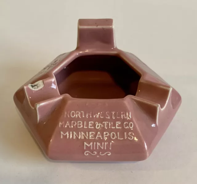 Vintage Northwestern Marble & Tile Co. Mpls MN Pink Ceramic Hexagon Cig Ashtray