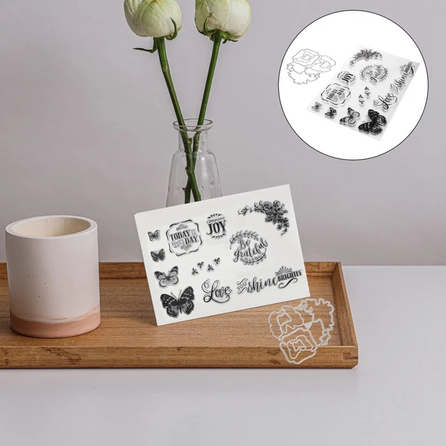 Decoraciones florales álbum de recortes sello transparente para hacer uno mismo